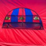 Tente de cirque bleue et rouge Skandika Morsom pour 22 personnes avec fenêtres & moustiquaire