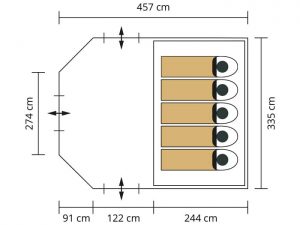 Grundriss Skandika Kuppelzelt Västervik 5 Personen