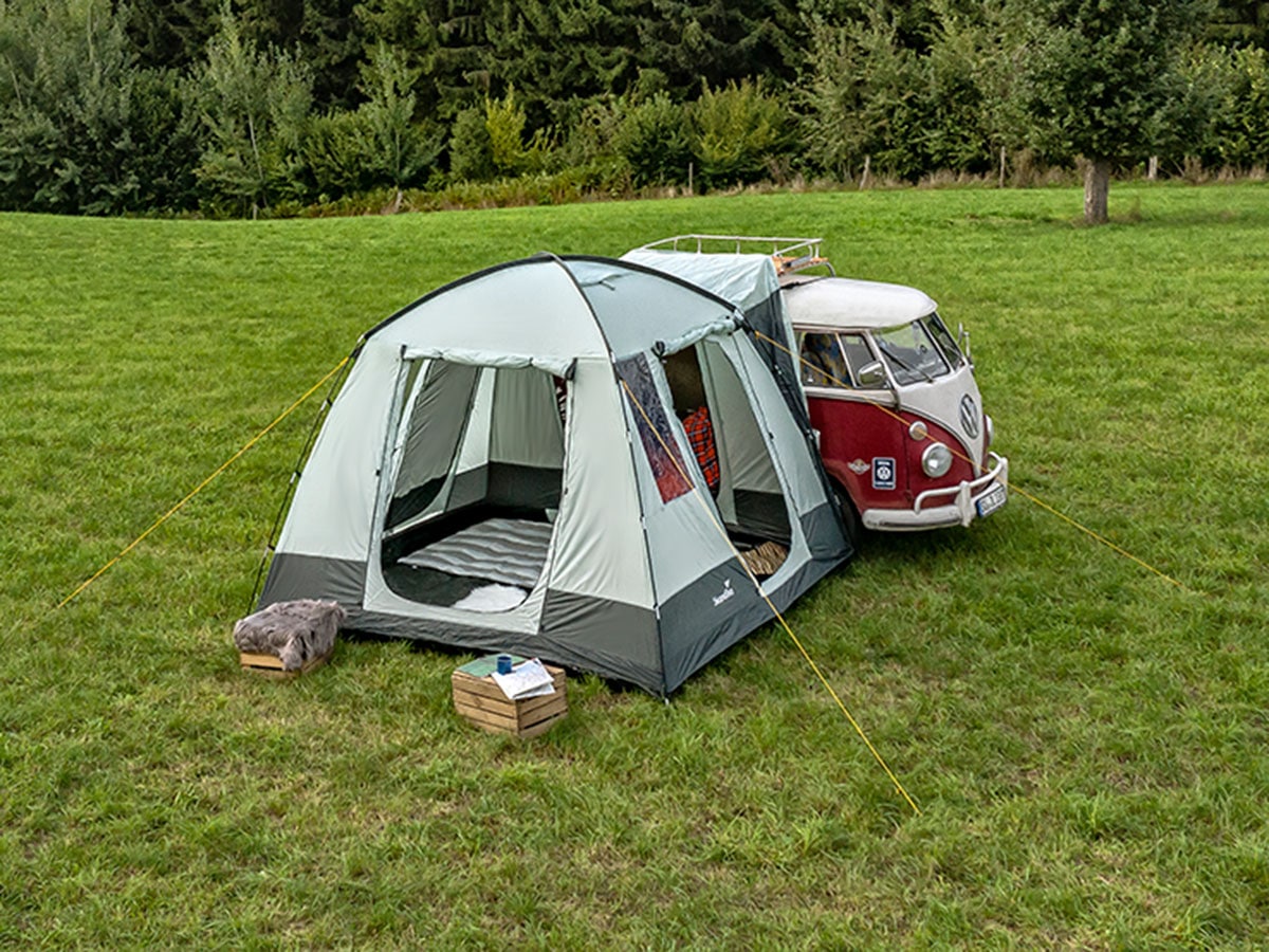 Vehicle Car Extension Mosquito Mesh Skandika Pitea Mini-van Campervan Tent Awning 4 Person Man with 4 Entrances 300x300cm in size with 225cm Height & Sewn-In Groundsheet Freestanding 