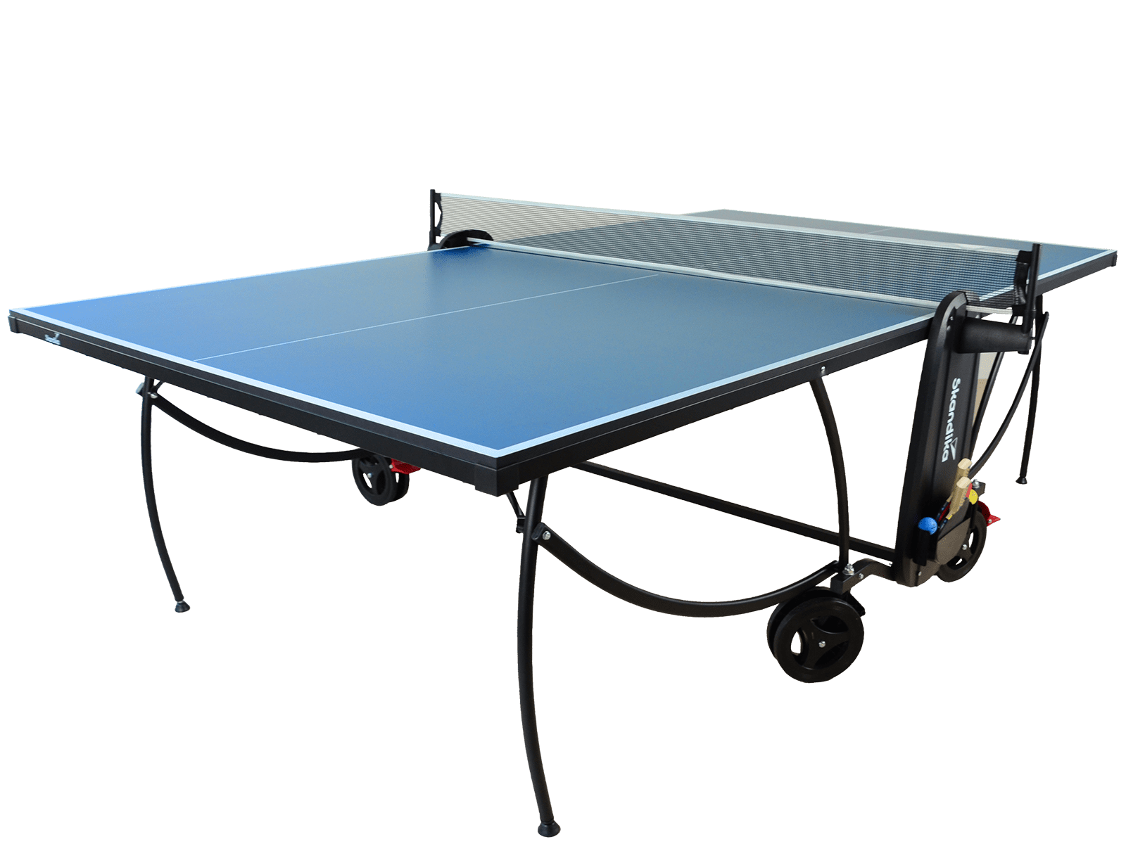 Table de ping pong indoor bleue - table pliable avec 2 raquettes