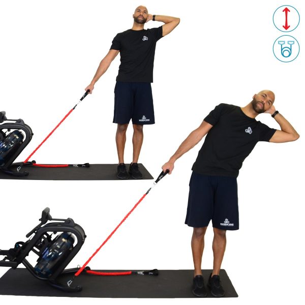 Richtige Ausführung der Übung Side Bend mit Widerstandsband und Rudergerät